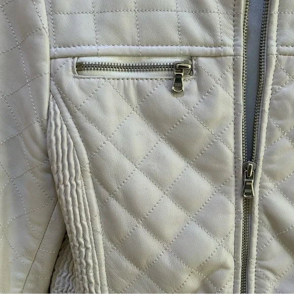 Fitted White Leather Jacket in great condition - Picture 3 of 6